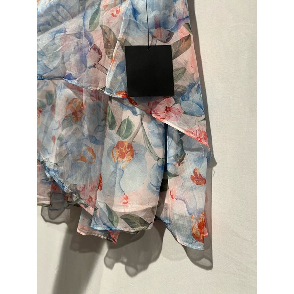 Lulus Floral Halter Chiffon Mini Dress Small NWT Romantic Tiered Ruffle - Picture 4 of 11